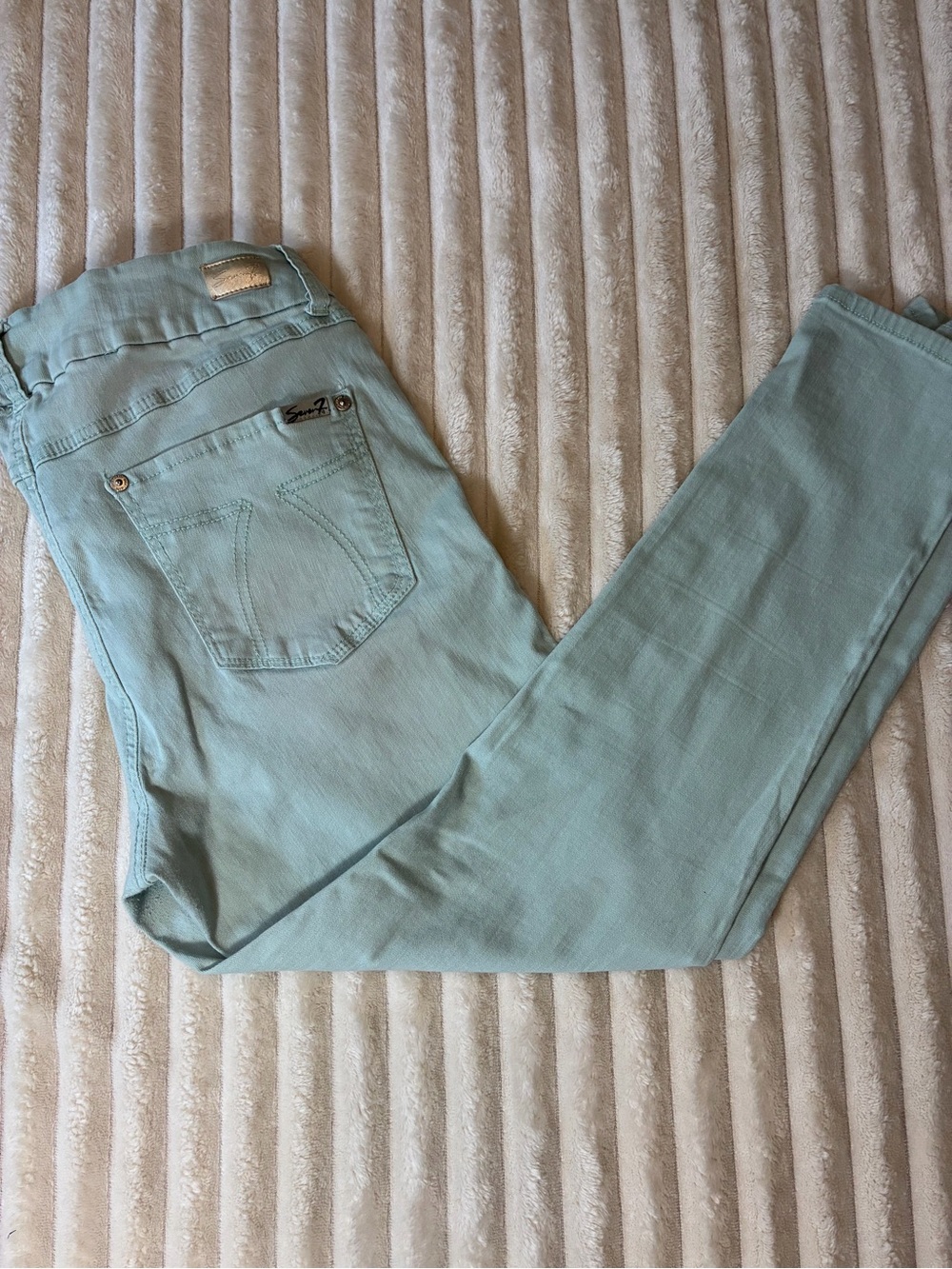 Seven7 Size 12 Tummyless Ankle Skinny Jeans Soft Mint Green